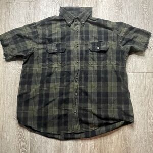 Faded Glory Flannel Shirt Mens XL Multicolor Plaid Cotton Casual Cut Off Sleeves